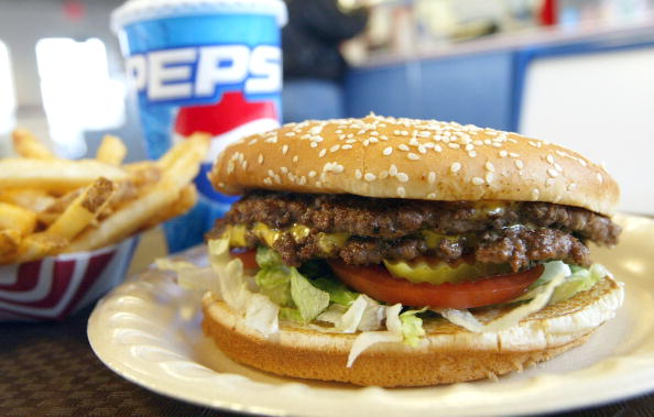fast food hamburger and fries