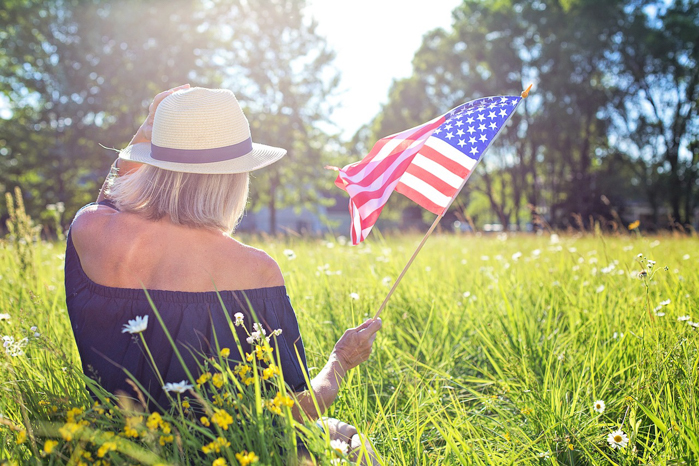 american woman with flag